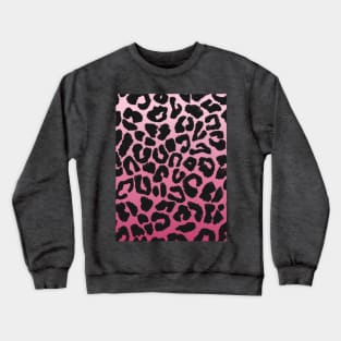 Pink Fade Leopard Spots Print Crewneck Sweatshirt